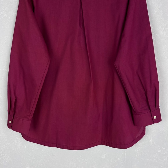 Foxcroft plus size 18 long sleeve button up burgundy wrinkle free poplin cotton - Picture 10 of 15